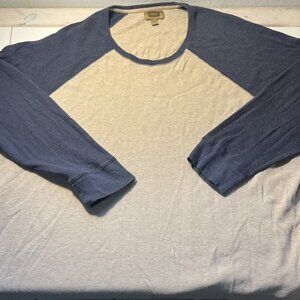Foundry Big & Tall Thermal Shirt 4XLT Long Sleeve Raglan Crewneck Blue Beige Cas